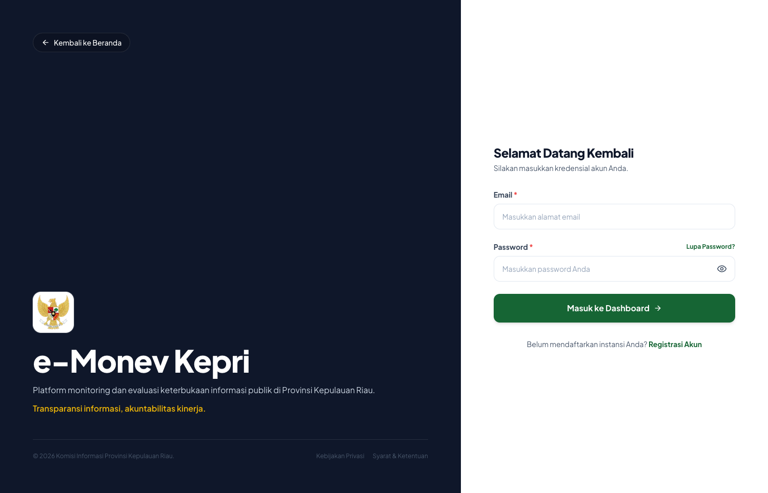 Form Login e-Monev